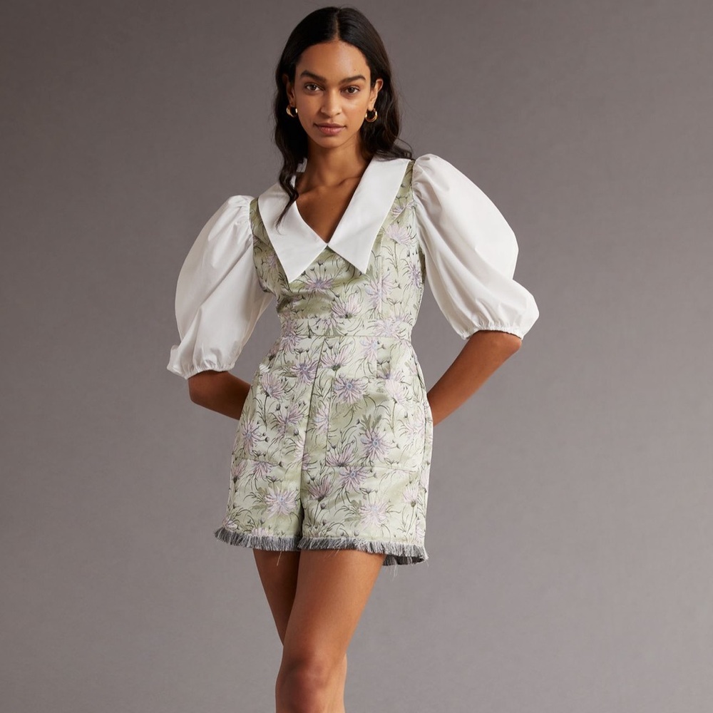 En Saison Anthropologie Romper - floral puff sleeve style